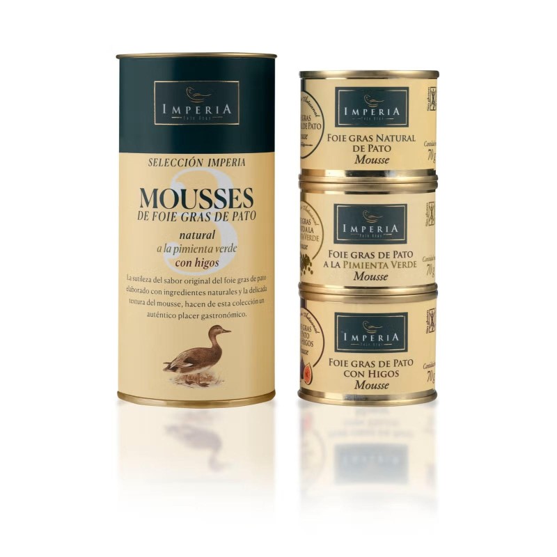 PACK 3 VARIEDADES FOIE GRAS MOUSSE 70GR. (NATURAL, HIGOS, PIMIENTA) IMPERIA