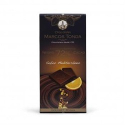 CHOCOLATE NEGRO 72% CACAO CON NARANJA 100GR. MARCOS TONDA