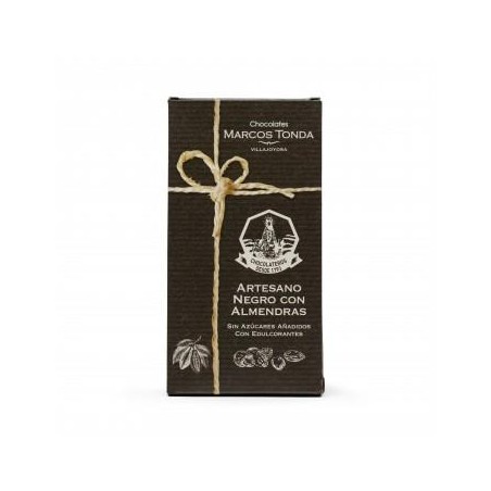 CHOCOLATE ARTESANO NEGRO CON ALMENDRAS SIN AZÚCAR 150GR. MARCOS TONDA