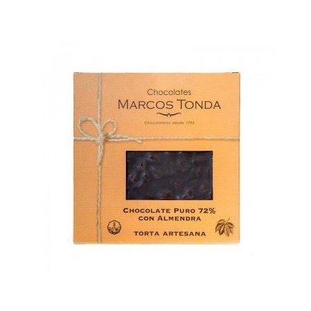 TORTA CHOCOLATE PURO 72% CACAO ALMENDRA 200GR. MARCOS TONDA