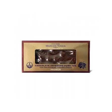 CHOCOLATE PREMIUM PURO 72% MACADAMIA 200GR. MARCOS TONDA